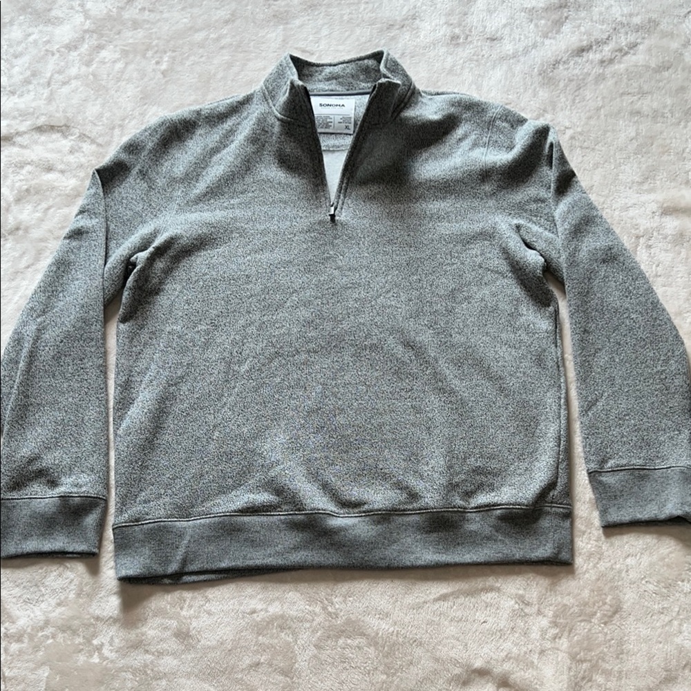 Sonoma Men’s Gray Sweatshirt Classic Quarter Zip Long Sleeve SZ XL